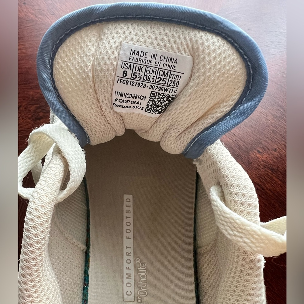 Reebok Drive Lace Up Low Top Suede Trainer Sneakers Gray Cream Blue, Size 8 - Picture 5 of 6